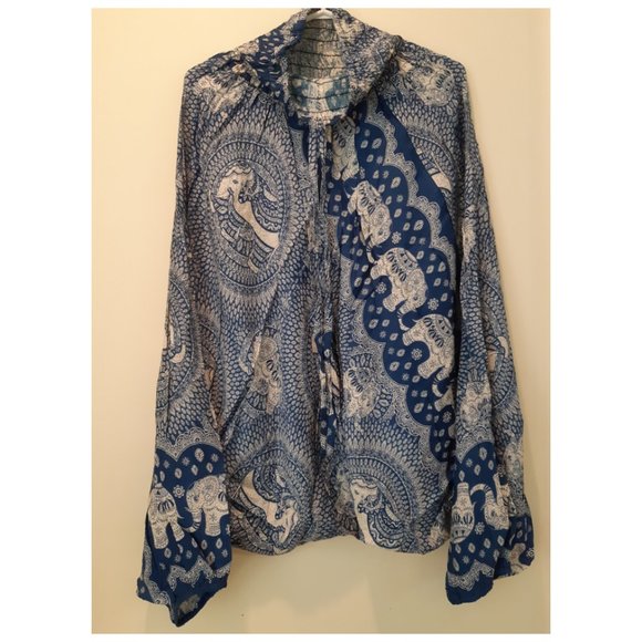 (L2)100% Rayon Harem Pants w/ elephants in circle - Picture 1 of 3